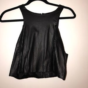 Forever 21 Black Leather Crop Top